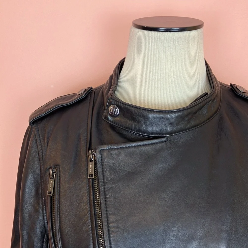 Bolvaint Adelais Lamb Leather Moto Jacket Black Buttery Soft Women's XL